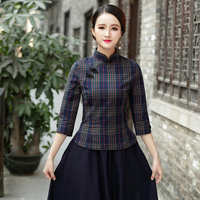 Traje Tang retro de celosía mejorado estilo República de China