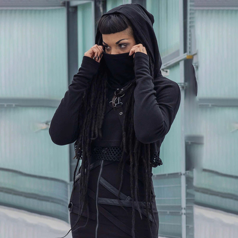 Sweat-shirt déchiré à manches longues et coutures pour femmes