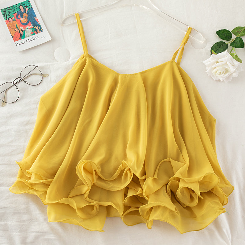 Ladies Chiffon Camisole and T-shirt Ladies Ruffled Loose Top