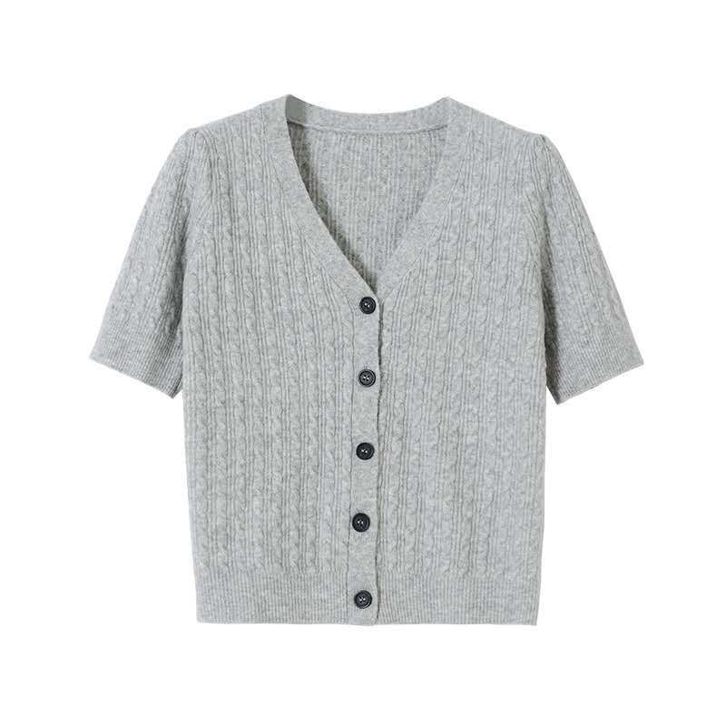 Cardigan tricoté en alpaga gris SE