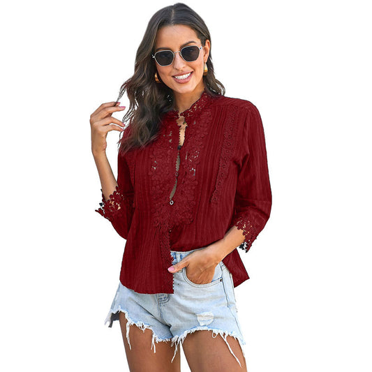 Ladies Lace 3/4 Sleeve Shirt