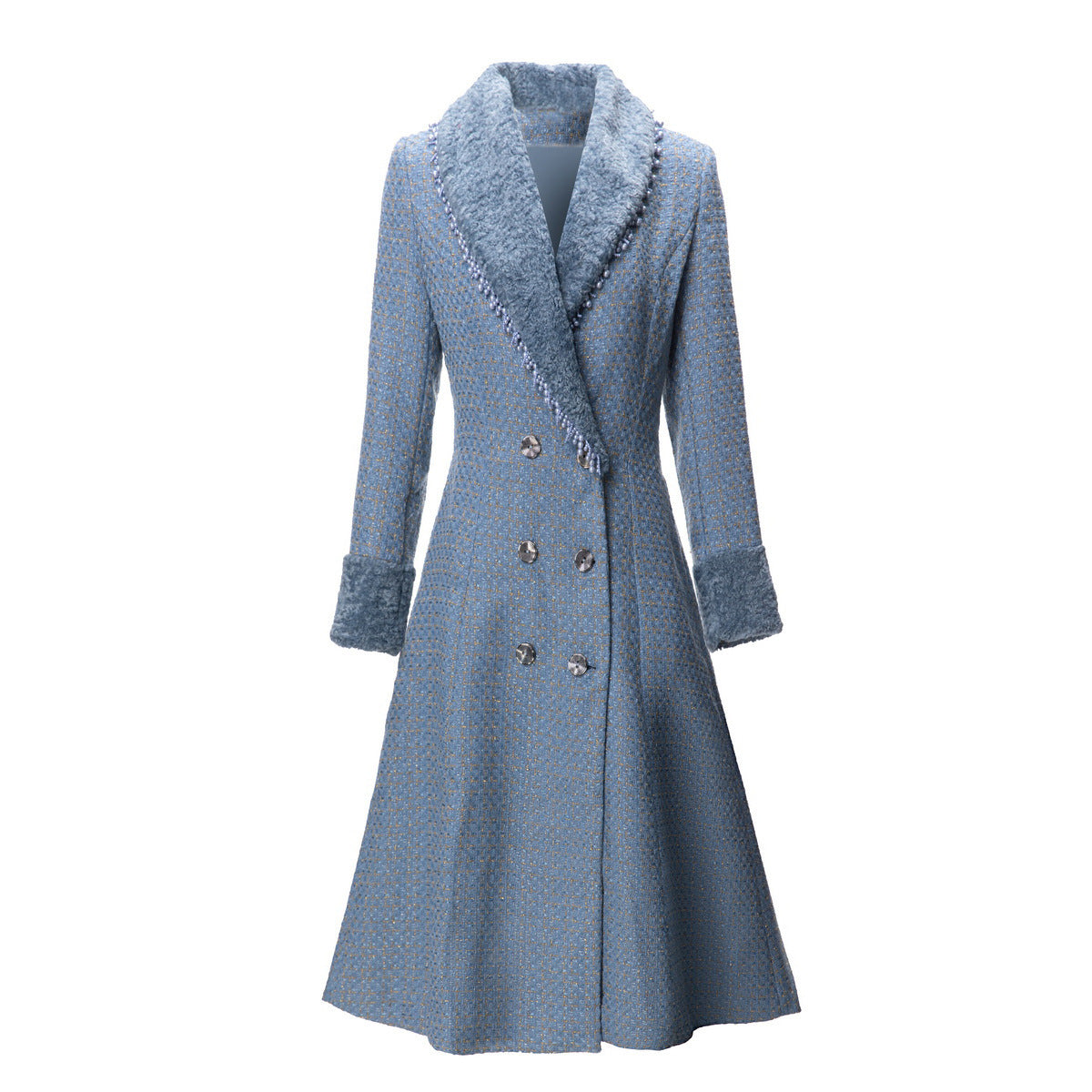 Extended Three Double Breasted Woolen Coat Outerwear