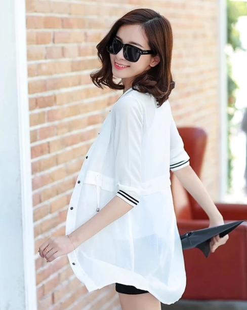 Oversized loose air conditioning shirt chiffon shirt