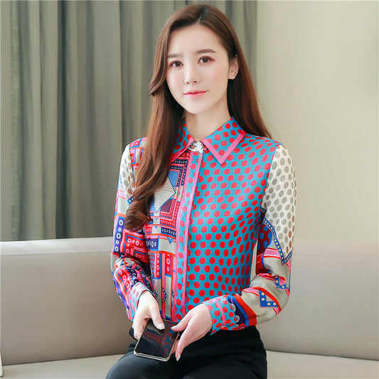 Red dot Print Chiffon shirt