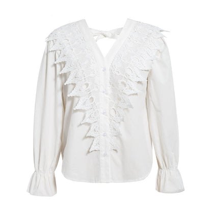 Lady's cotton lace patchwork blouse