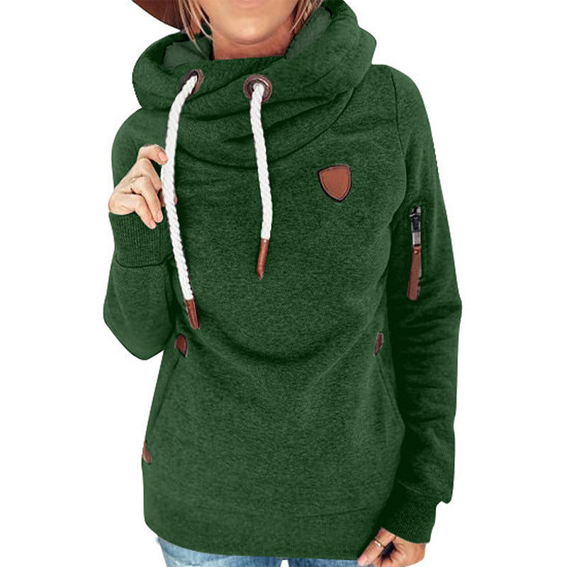 Fashionable Plush Hooded Sweater Women's  New Solid Color