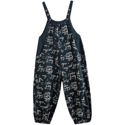 Women's Plus Size Denim Print Overalls