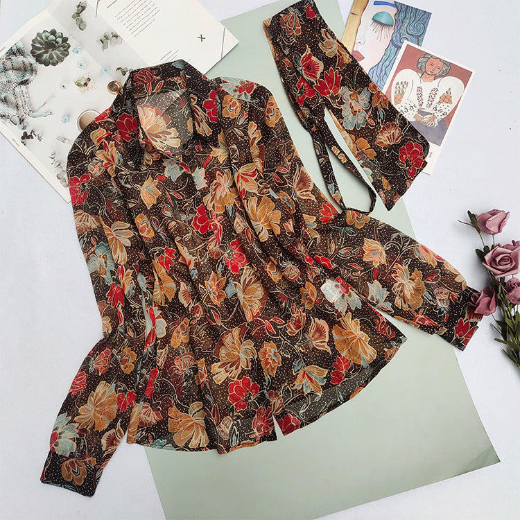 Camisa floral romántica retro francesa