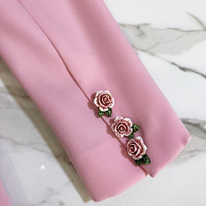 Blazer slim rose doublure imprimée