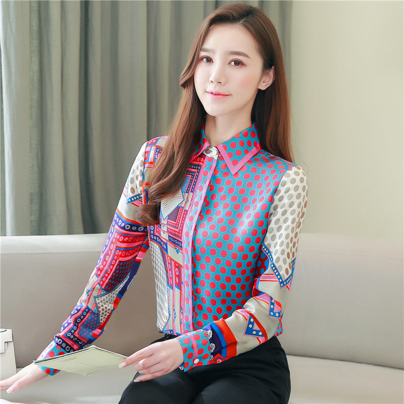 Red dot Print Chiffon shirt