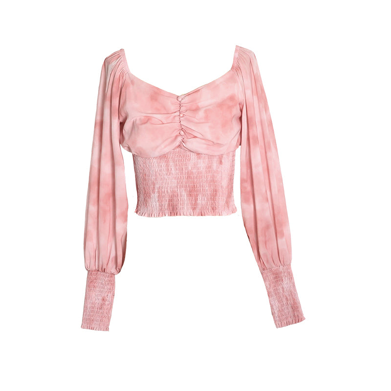 Chemise en mousseline rose fleurie