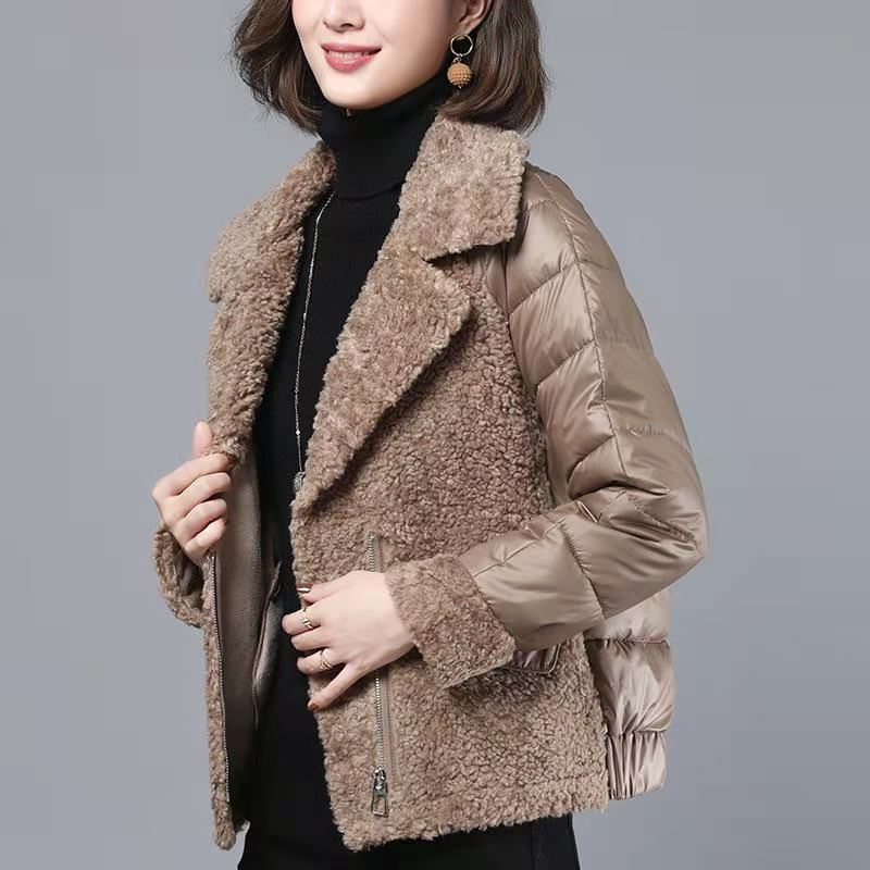 All-Match Thick Plus Size Women's Lamb Wool Coat