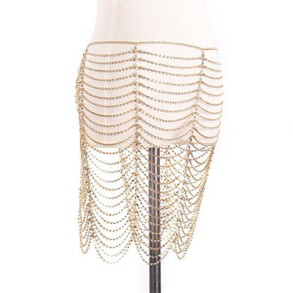 Hanging neck flash diamond tassel vest