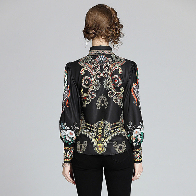 Ladies Long Sleeve Printed Shirt