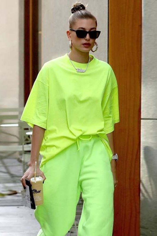 Fluorescent green shirt loose and thin bf wind