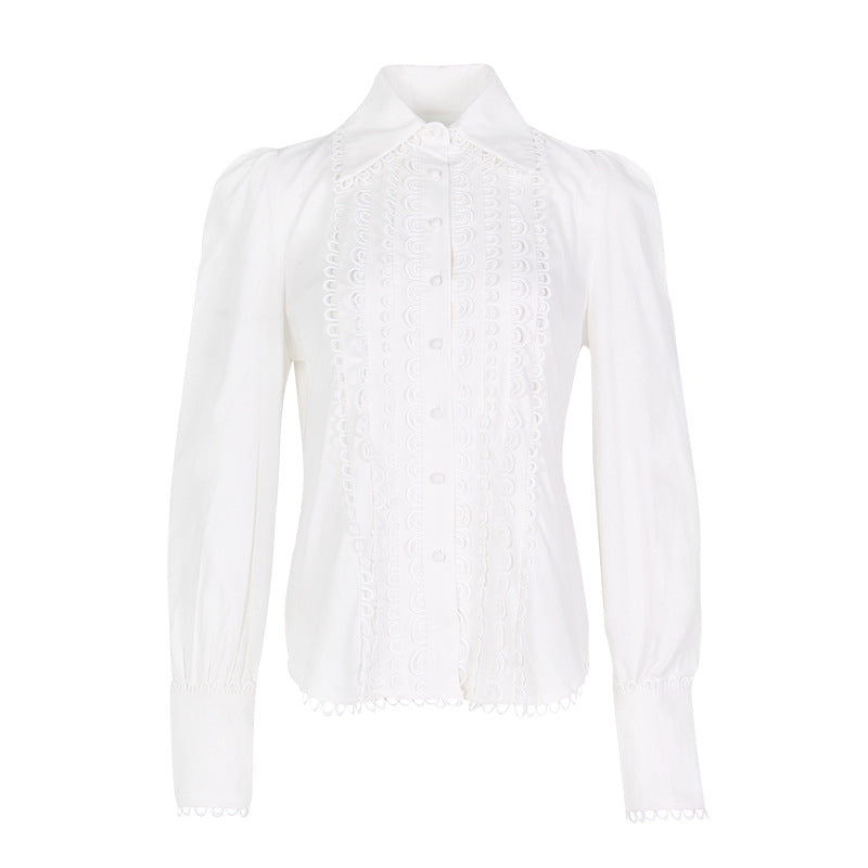 Lace stitching long sleeve shirt