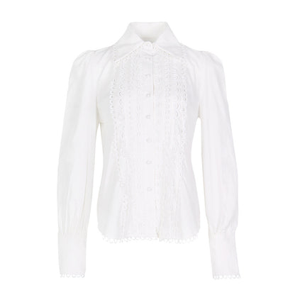 Lace stitching long sleeve shirt