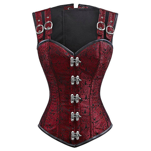 Ladies Gothic Punk Steel Double Button Strap Shaper