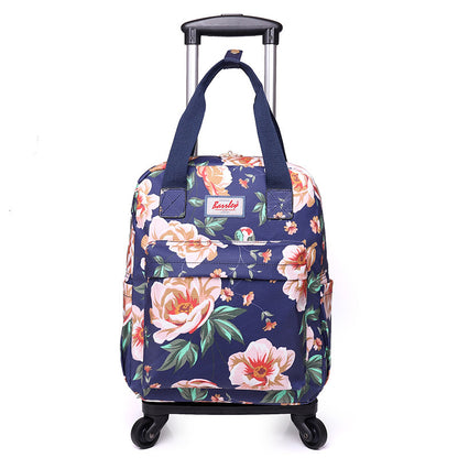 Mini mochila plegable con ruedas y estampado desmontable de doble propósito