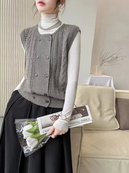 Chinese Style Sweater Vest Cardigan Women