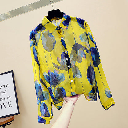 Ladies printed chiffon shirt