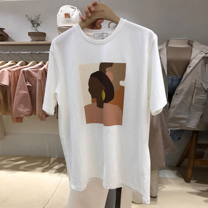 T-shirt manches courtes en coton imprimé abstrait