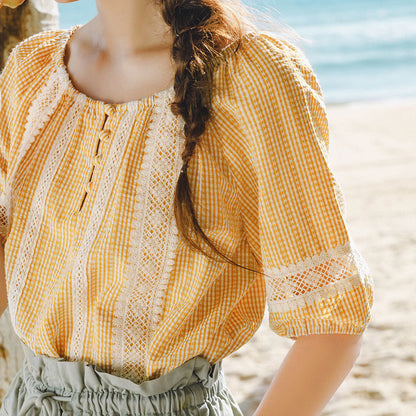 Chemise à carreaux en dentelle pull