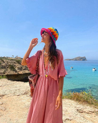 Robe de plage de couleur unie pour femmes