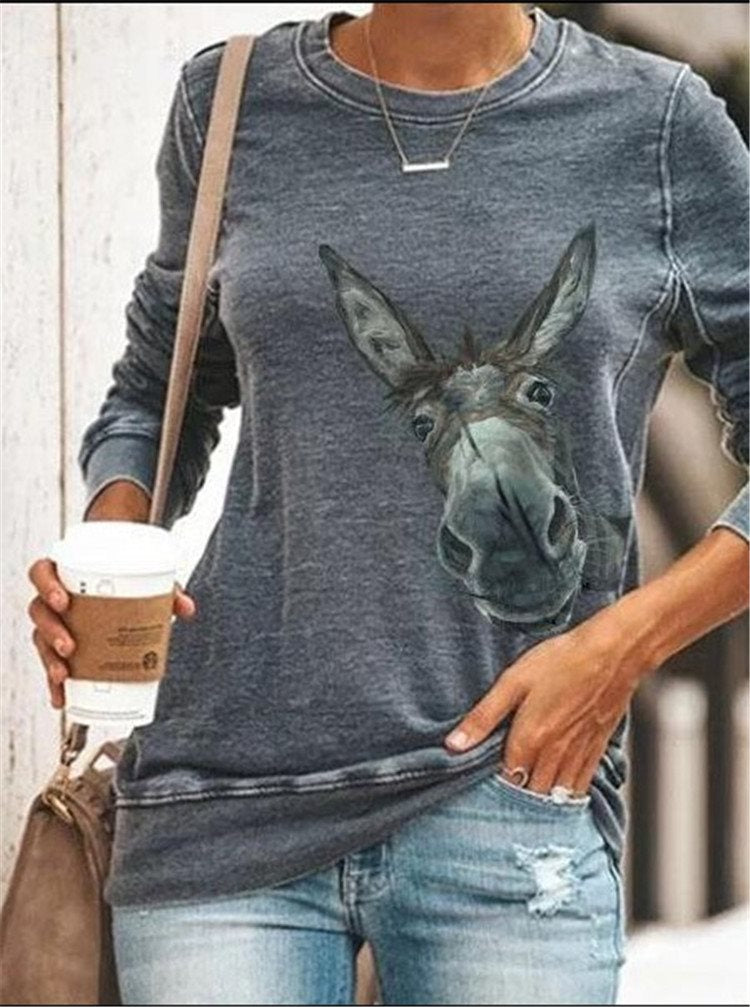 Blusa con estampado de cabeza de burro