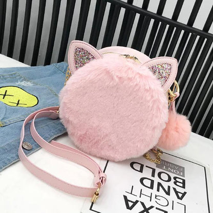 Children's Bag Fashion Princess Messenger Bag Cute Medium Girl Plush Shoulder Bag