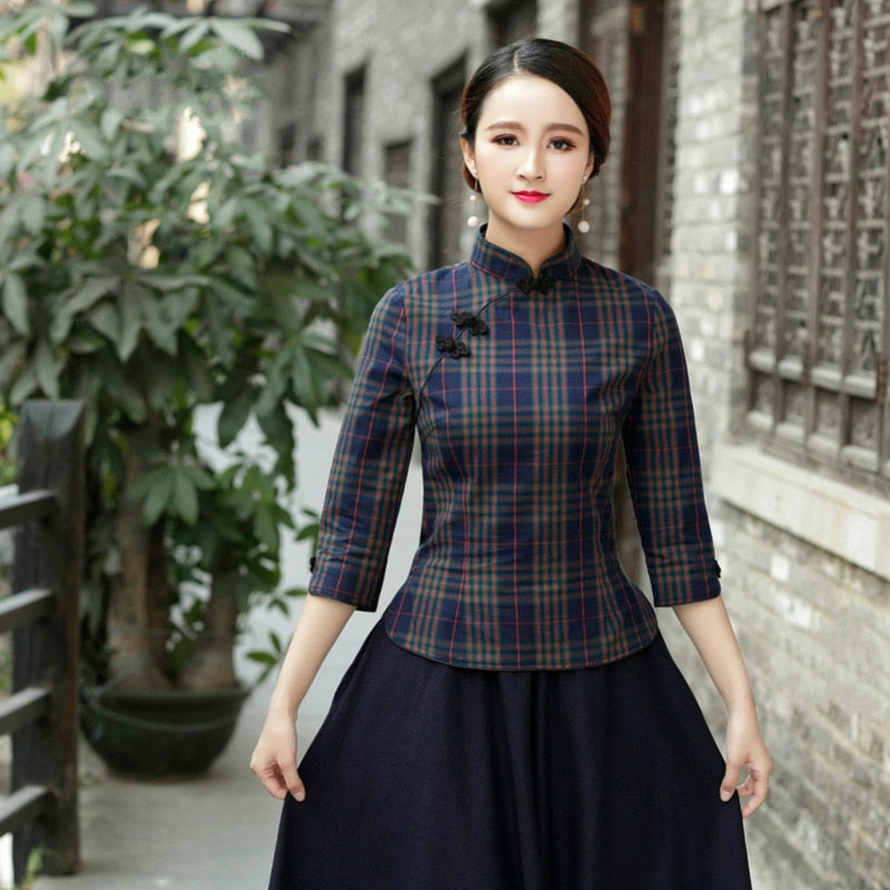 Traje Tang retro de celosía mejorado estilo República de China