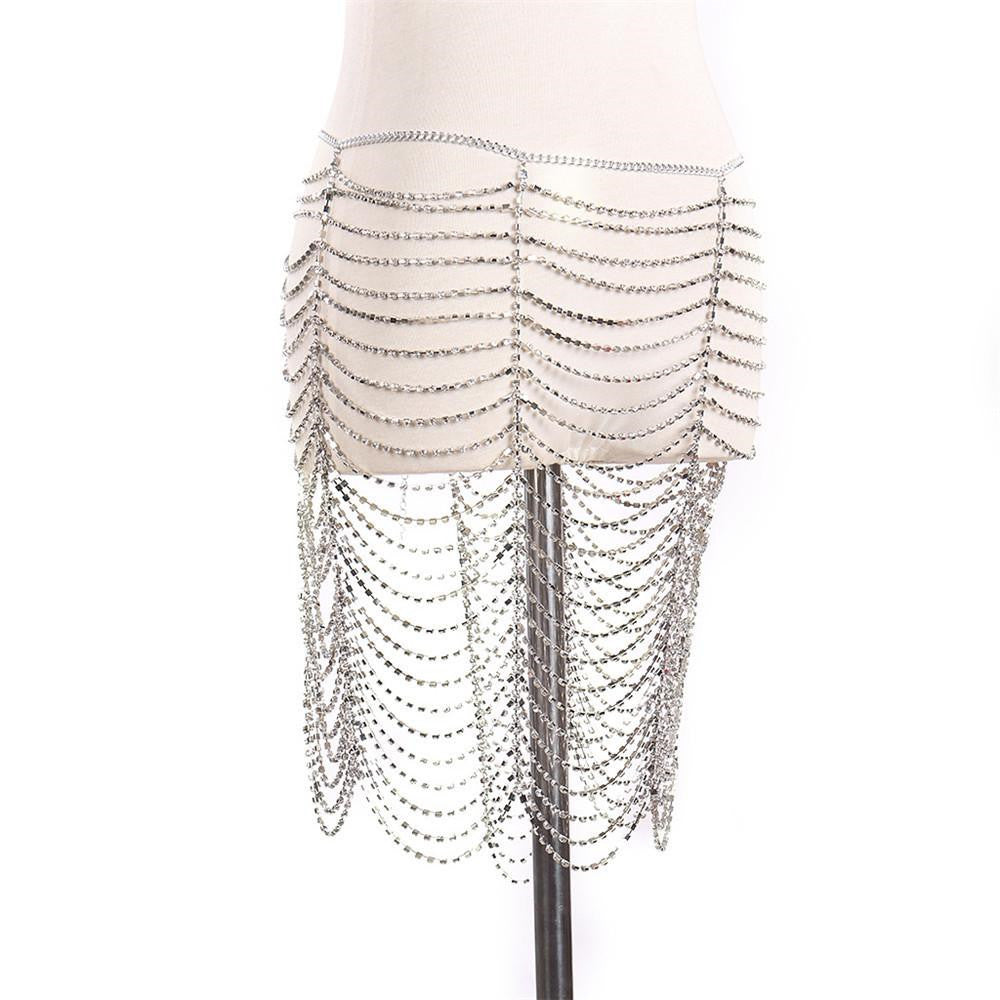 Hanging neck flash diamond tassel vest