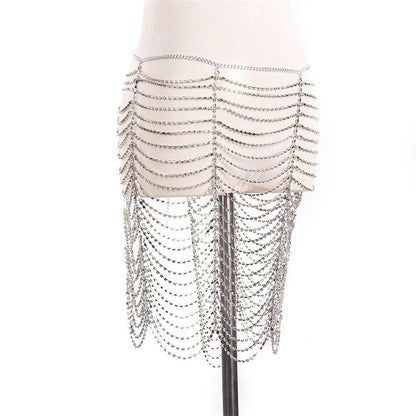 Hanging neck flash diamond tassel vest