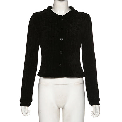 Veste Cardigan rétro à revers, simple boutonnage, manches longues, assortie avec tout, pour femmes