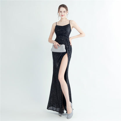 Women's Fashion Side Slit Sling Long Dress