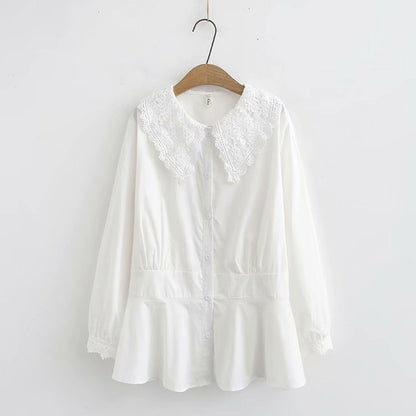 Waist shirt small crowd doll collar retro Korean blouse