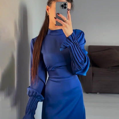 Vestido ajustado y atado con cintura plisada nuevo para mujer