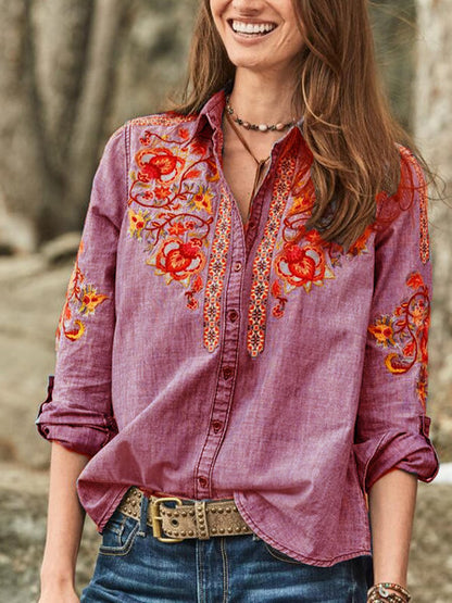 Embroidered lapel shirt