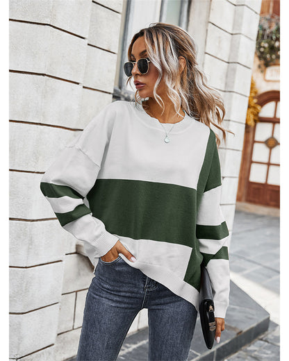 Autumn Stitching Irregular Loose Women Sweater