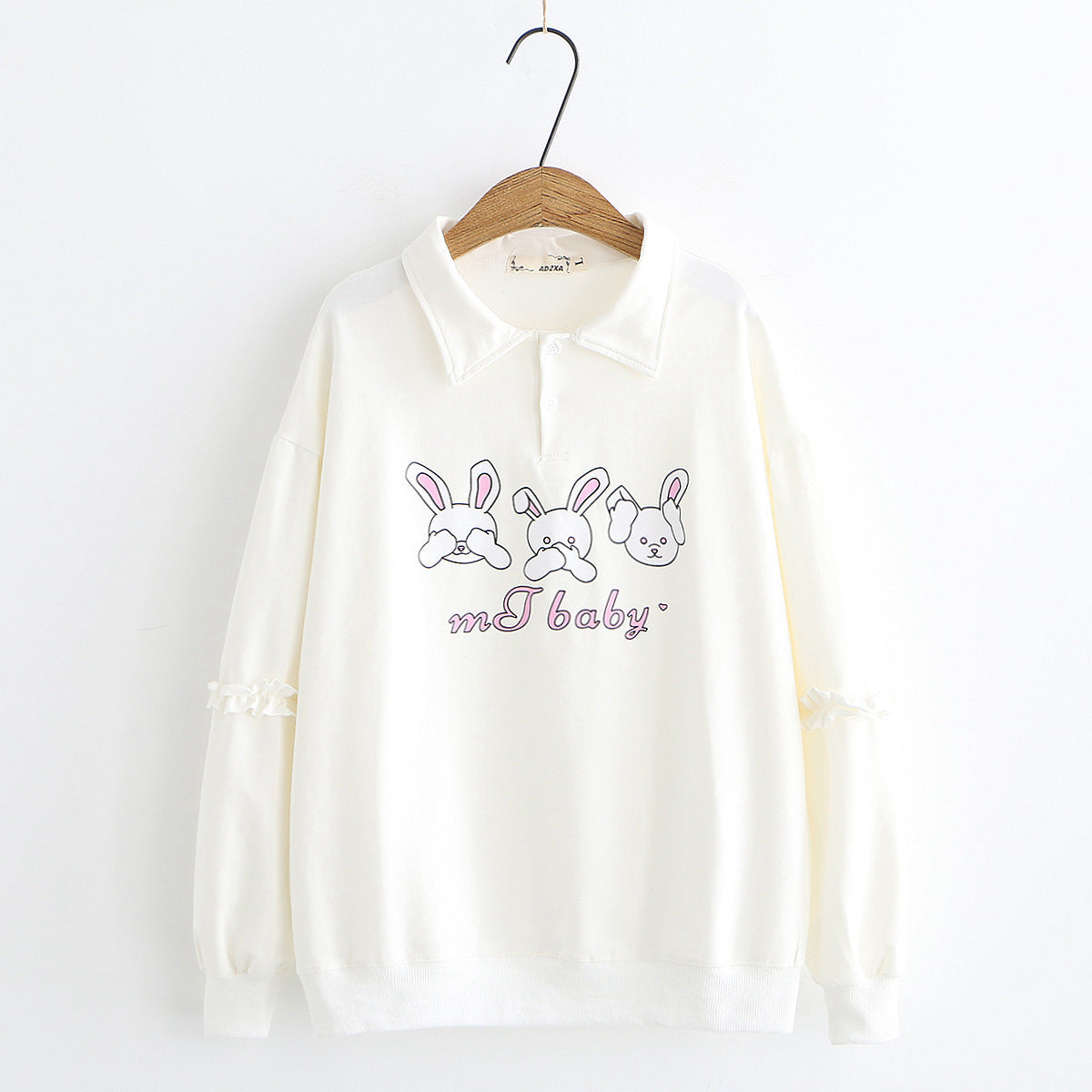 Cute rabbit print lapel long sleeve