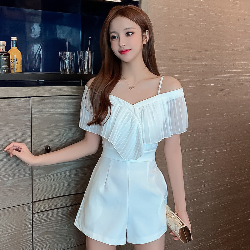 Sling Ruffled One-shoulder  Women's Small Jumpsuit