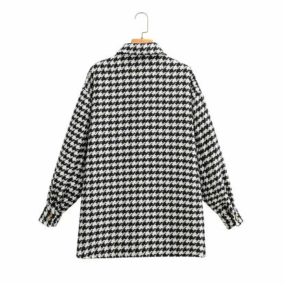 Women's Thousand Bird Check Loose Women's Coat