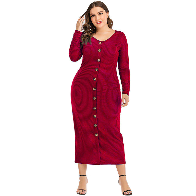 European and American Large Long Sleeve Dress