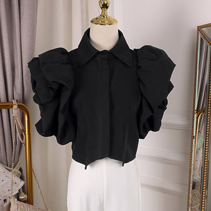 Puff sleeve chiffon shirt