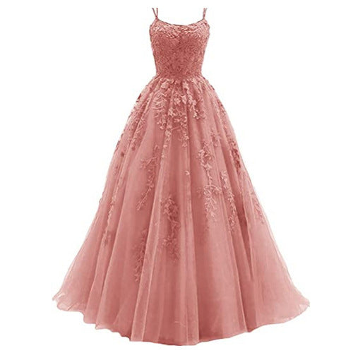 Camisole Ball Gown Long Tulle Lace Party Evening Gown