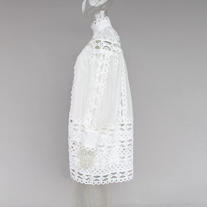 Lantern sleeve openwork dress