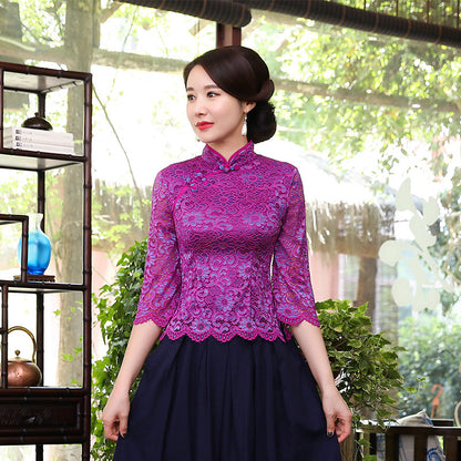 Top de mujer cheongsam traje Tang