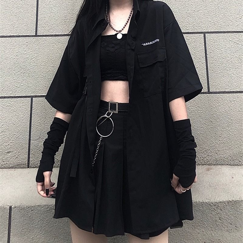 Loose Boyfriend Shirt Top For Women Fashion Two-piece Suit