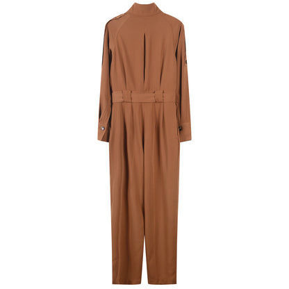 All-Match Loose-Fitting Belted Long-Sleeved Jumpsuit