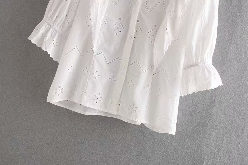 Cut-out embroidery shirt